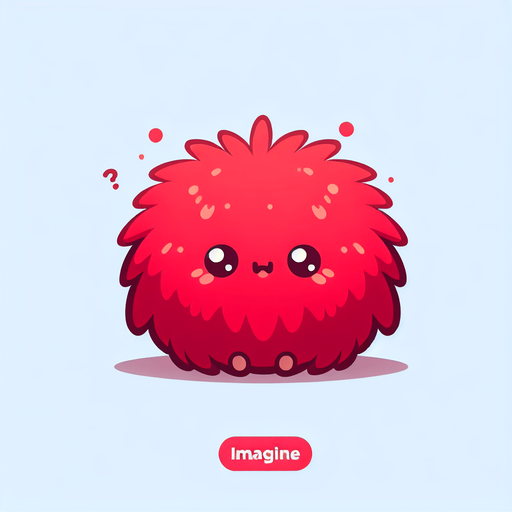 a red furry cuddly ball of fur. little feet. No ears. cute happy face. Cartoon style. Cute art style. Simple vector style. Pastel colors, flat shaded, vector art. Single Game Texture. In-Game asset. 2d. Blank background. High contrast. No shadows