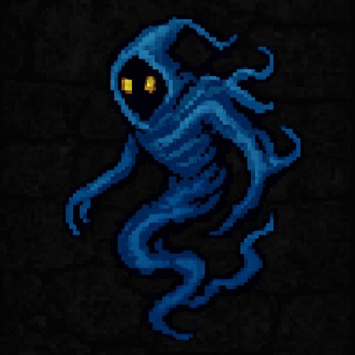 Air wisp character dark souls style 2d pixel art.
In-Game asset.  2d.  High contrast.  No shadows