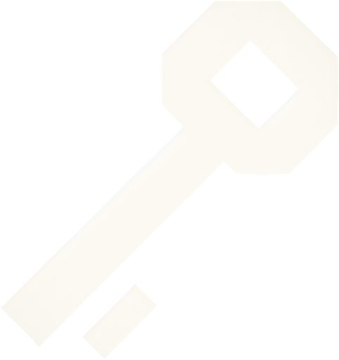 A very simple and minimalistic white key symbol, designed with clean lines and no additional details. The key has a basic rectangular shaft with a small circular head and a single notch, all in a flat white design. The style is subtle and understated, focusing on simplicity and clarity..
Single Game Texture. In-Game asset. 2d. Blank background. High contrast. No shadows.