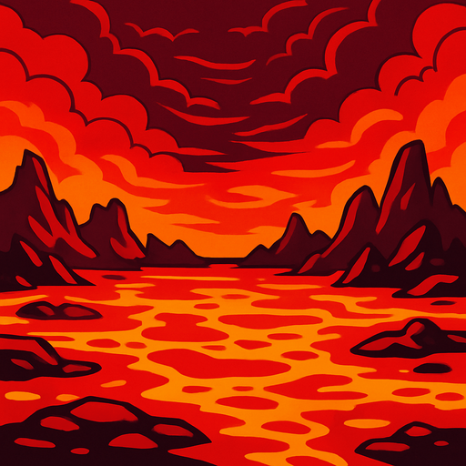 A area filled with lava and a sky two it’s still pretty vibrant but make sure it can loop without looking bad.
In-Game asset.  2d.  High contrast.  No shadows