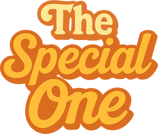 Create an image that says The Special One. The words should be written one under the other. It should be in a retro theme. No background. Transparent background. Blank background. No shadows. 2d. In-Game asset. flat