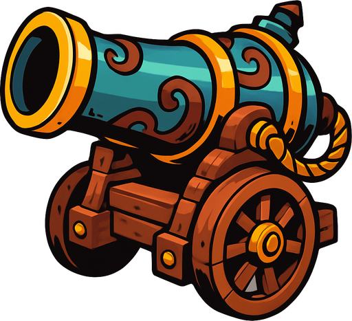 Cannon from the fantasy.
In-Game asset.  2d.  High contrast.  No shadows