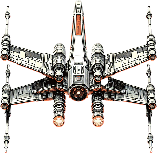 X wing, from back-Top view