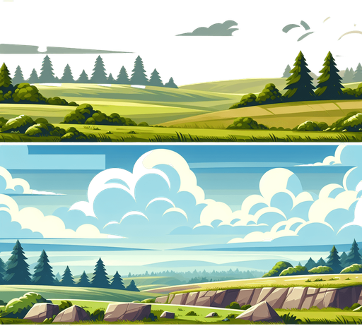 outside plains with hills.
Single Game Texture.  In-Game asset.  2d.  Blank background.  High contrast.  No shadows
