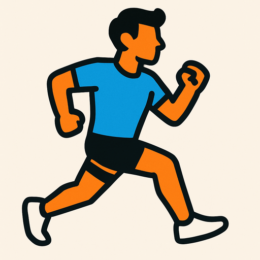 runner with a blue shirt.
In-Game asset.  2d.  High contrast.  No shadows