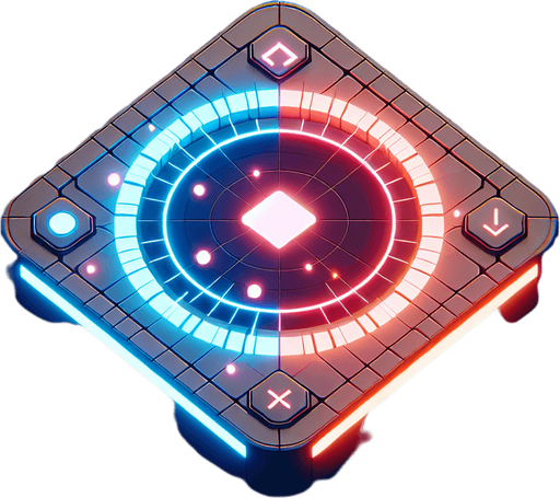 Design: Square or circular glowing pads that react when hit.

Effect: A pulse effect when the ball lands perfectly.

Variations: Different colors per beat type (e.g., blue for normal, red for speed boosts)..
Single Game Texture.  In-Game asset.  2d.  Blank background.  High contrast.  No shadows