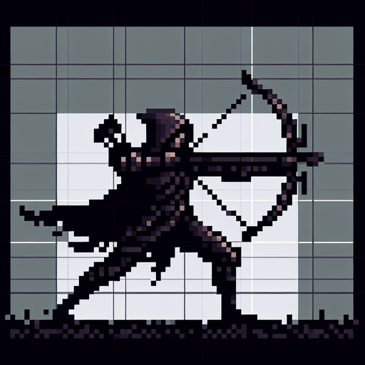 create me a 2d pixel dark archer.
Single Game Texture. In-Game asset. 2d. Blank background. High contrast. No shadows.
