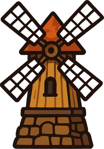 Windmill.
In-Game asset.  2d.  High contrast.  No shadows