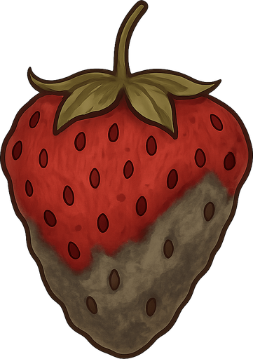 rotten strawberry. No background. Transparent background. Blank background. No shadows. 2d. In-Game asset. flat