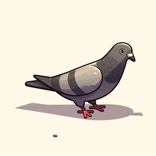 A pigeon pecking at the ground..
Single Game Texture.  In-Game asset.  2d.  Blank background.  High contrast.  No shadows