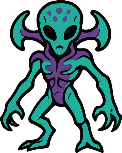 alien creature drawing.
In-Game asset.  2d.  High contrast.  No shadows