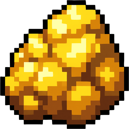 Gold ore poxart.
In-Game asset.  2d.  High contrast.  No shadows