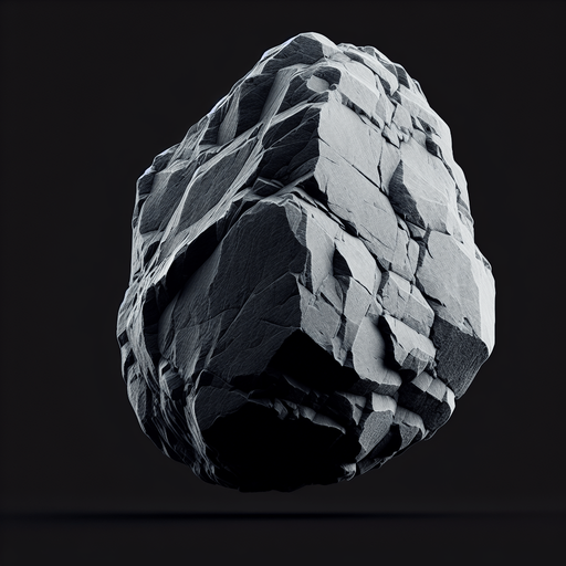 single rock.
Single Game Texture.  In-Game asset.  2d.  Blank background.  High contrast.  No shadows
