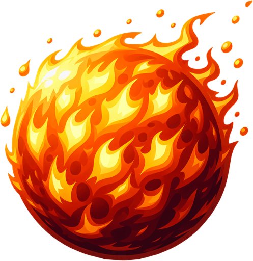 fireball.
Single Game Texture. In-Game asset. 2d. Blank background. High contrast. No shadows.