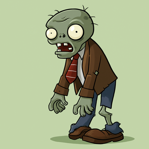 Zombie básico del videojuego plantas vs zombies.
In-Game asset.  No shadows