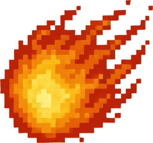 Fireball dark souls style 2d pixel art.
In-Game asset.  2d.  High contrast.  No shadows