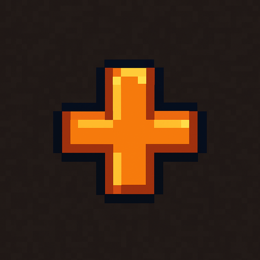 Make a plus symbol but 2d pixel.
In-Game asset.  2d.  High contrast.  No shadows