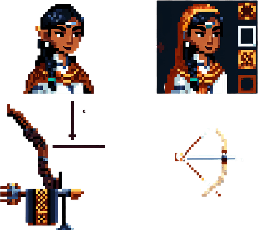 vampire hunter pixel art
Single Game Texture. In-Game asset. 2d. Blank background. High contrast. No shadows.