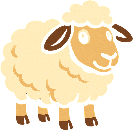 sheep with black background.
In-Game asset.  2d.  High contrast.  No shadows