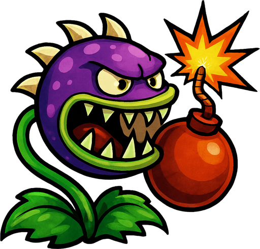 Piraña explosiva del plantas vs zombies.
In-Game asset.  2d.  High contrast