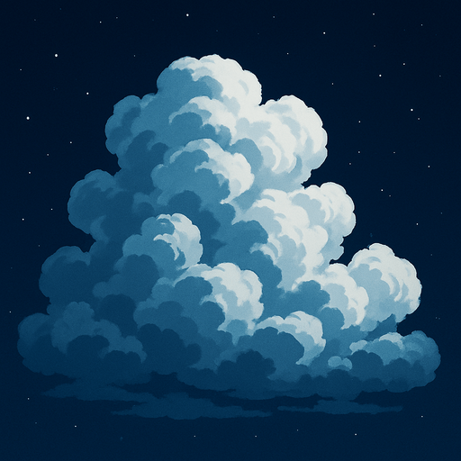 Nube realista de noche.
In-Game asset.  2d.  High contrast.  No shadows