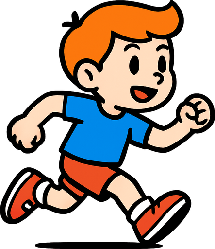 Boy running.
In-Game asset.  2d.  High contrast.  No shadows