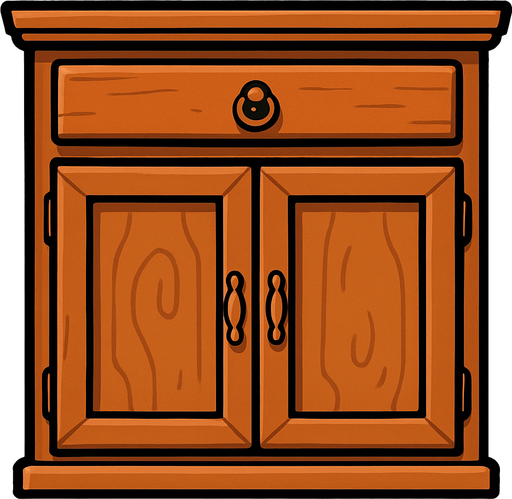 bir dolabın  üst kısmını çiz.
In-Game asset.  2d.  High contrast.  No shadows