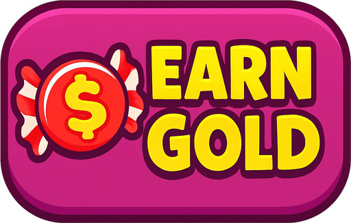 button when clicked earn gold is sweeti. money logo should look like candy.
In-Game asset.  2d.  High contrast.  No shadows