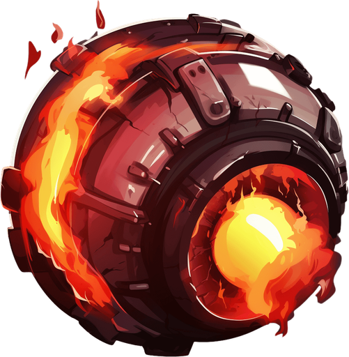 round bomb. fuse on fire
Single Game Texture. In-Game asset. 2d. Pixelart. White background. Blank background. Low detail. High contrast.