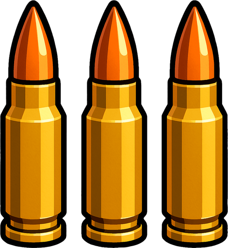 Triple vertical bullet.
In-Game asset.  3d.  High contrast.  No shadows
