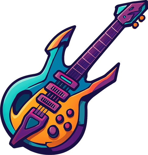 guitarra evolucionada.
In-Game asset.  2d.  High contrast.  No shadows