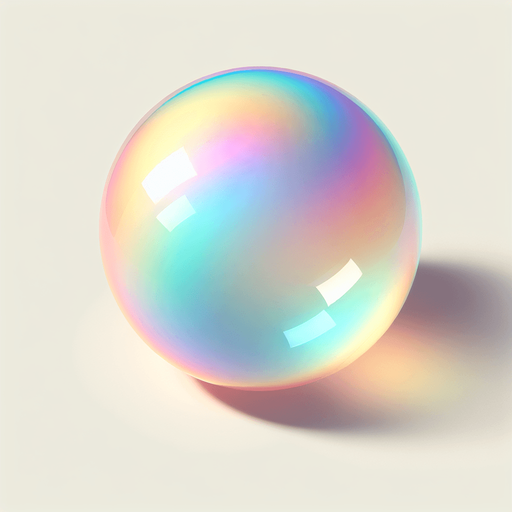 Большой прозрачный радужный пузырь. пастельные цвета
Single Game Texture.  In-Game asset.  2d.  Blank background.  High contrast.  No shadows