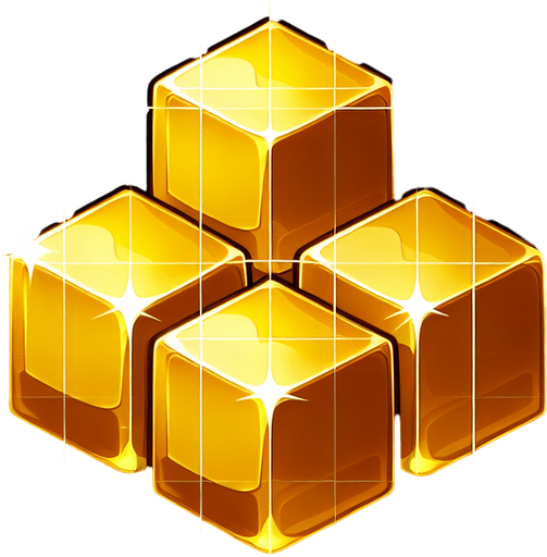 gold blocks.
Single Game Texture.  In-Game asset.  2d.  Blank background.  High contrast.  No shadows