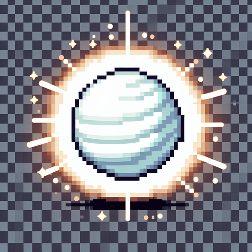 8-bit. cartoon. white energy ball. gradieint. transparent. in game asset. flicker. shoot. Single Game Texture. In-Game asset. 2d. Blank background. High contrast. No shadows.