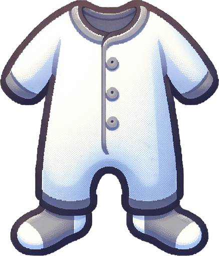 onesie with socks.
Single Game Texture.  In-Game asset.  2d.  Blank background.  High contrast.  No shadows