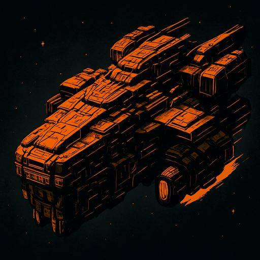 Giant and strong spaceship.
In-Game asset.  2d.  High contrast