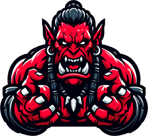 red orc scarry taunt put hands up

Single Game Texture.  In-Game asset.  2d.  Blank background.  High contrast.  No shadows
