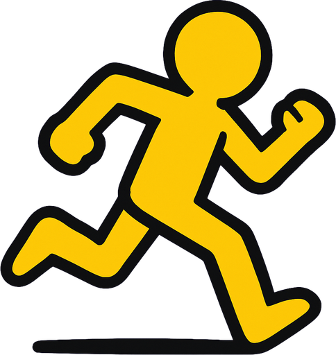 yellow runner running.
In-Game asset.  2d.  High contrast.  No shadows