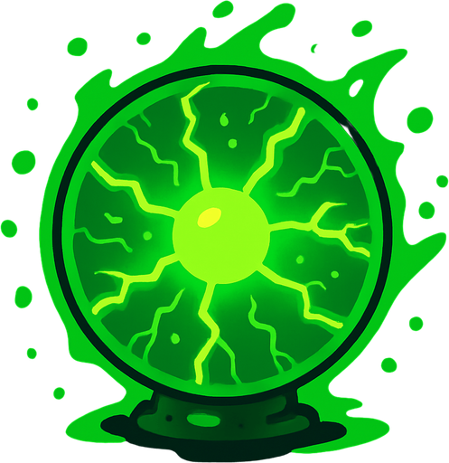green plasma ball.
In-Game asset.  2d.  High contrast.  No shadows