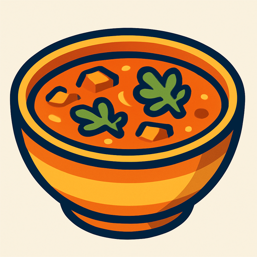 Soupe.
In-Game asset.  2d.  High contrast.  No shadows