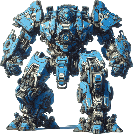 a blue transformer.
Single Game Texture.  In-Game asset.  2d.  Blank background.  High contrast.  No shadows