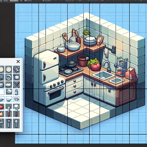 mutfak.
Single Game Texture.  In-Game asset.  2d.  Blank background.  High contrast.  No shadows