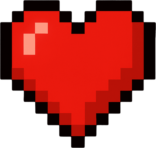 pixel heart.
In-Game asset.  2d.  High contrast.  No shadows