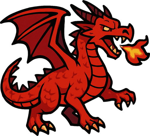 basic red fire dragon. 3d.
In-Game asset.  2d.  High contrast.  No shadows