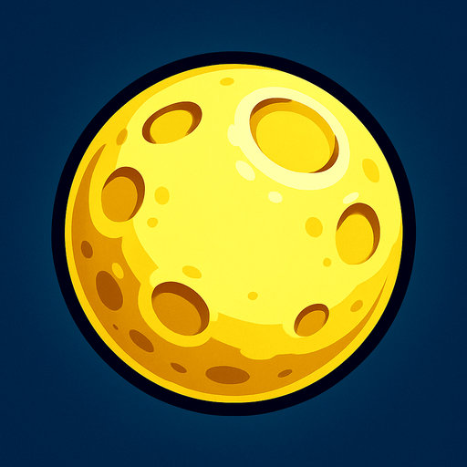Una luna brillante.
In-Game asset.  2d.  High contrast.  No shadows