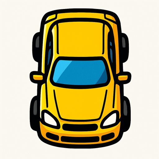 Üstten görünüşlü araba.
In-Game asset.  2d.  High contrast.  No shadows