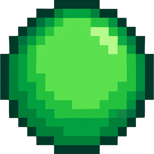 pixel art green circle.
In-Game asset.  2d.  High contrast.  No shadows