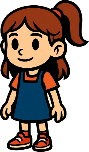 Petite fille de 10 ans.
In-Game asset.  2d.  High contrast.  No shadows
