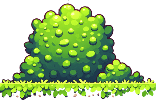 bush.
Single Game Texture.  In-Game asset.  2d.  Blank background.  High contrast.  No shadows
