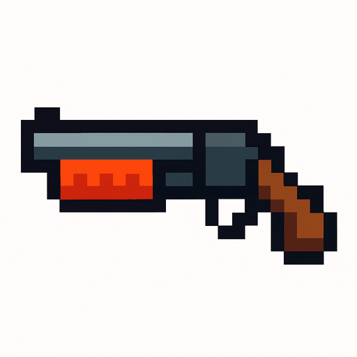 shotgun pixel and look left side.
In-Game asset.  2d.  High contrast.  No shadows